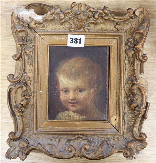 After Dutch Old Master, oil on board, Study of a child, 14 x 11cm